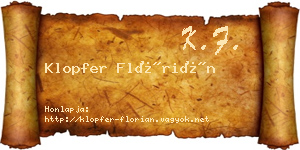 Klopfer Flórián névjegykártya